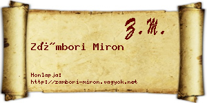 Zámbori Miron névjegykártya